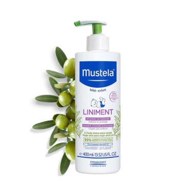 MUSTELA Liniment  - Nettoyant hydratant adapté à la peau délicate du bébé et de l'enfant - 400ml