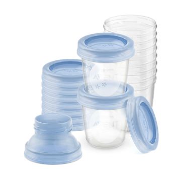 AVENT Pots de Conservation Lait Maternel - 10 unités 180ml couvercles anti-fuites 0 mois et +
