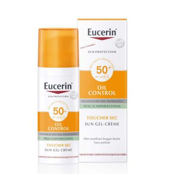 EUCERIN Sun Protection Oil Control - Gel crème toucher sec très haute protection SPF50+ anti-impérfection pour peaux grasses - 50 ml