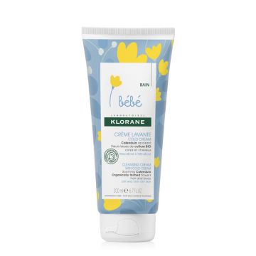 klorane bébé crème lavante nutritive visage corps mains peaux  très sèches