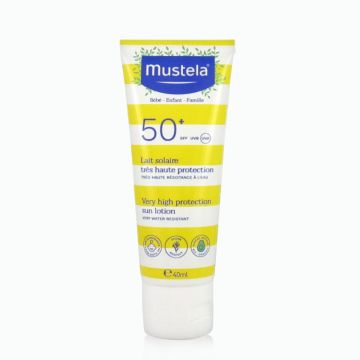 MUSTELA Lait Solaire - Très haute protection SPF50+ adapté à la peau du bébé et de l'enfant