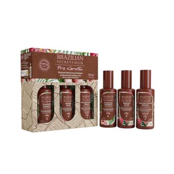 BRAZILIAN SECRETS HAIR Kit Cream Professional - Kit professionnel de lissage pour cheveux frisés crépus - 3x120ml