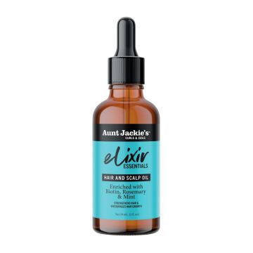 AUNT JACKIE'S Elixir Essentials Biotin & Rosemary Hair & Scalp Oil - Huile capillaire légère fortifiante stimulante pour tous types de cheveux - 59ml
