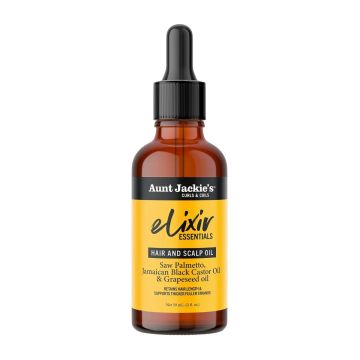 AUNT JACKIE'S Elixir Essentials Saw Palmetto & Jamaican Black Castor Hair & Scalp Oil - Huile capillaire légère fortifiante nourrissante pour tous types de cheveux - 59ml