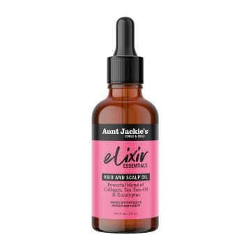 AUNT JACKIE'S Elixir Essentials Collagen & Tea Tree Hair & Scalp Oil - Huile capillaire légère hydratante apaisante pour tous types de cheveux - 59ml
