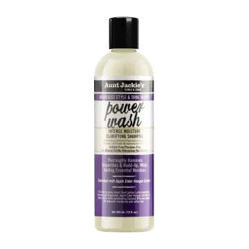 AUNT JACKIE'S Grapeseed Power Wash Intense Moisture Clarifying Shampoo - Shampooing clarifiant hydratant sans sulfate nettoyant profondeur éliminant les résidus pour tous types de cheveux - 355ml