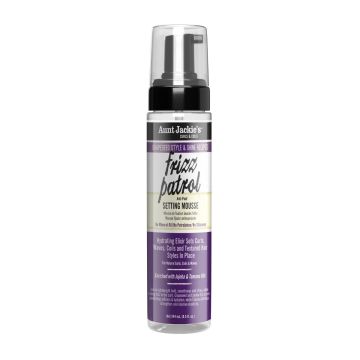 AUNT JACKIE'S Grapeseed Frizz Patrol Anti-Poof Twist & Curl Setting Mousse - Mousse coiffante légère anti-frisottis définissante pour cheveux bouclés frisés et crépus - 244ml