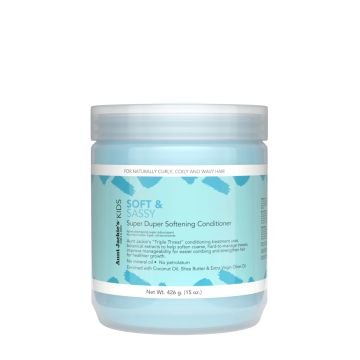 AUNT JACKIE'S KIDS Soft & Sassy Super Duper Softening Conditioner - Après-shampooing ultra-adoucissant hydratant démêlant pour cheveux difficiles à coiffer - 426g