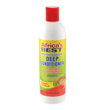 AFRICA'S BEST Deep Conditioner Rinse-Out & Leave-In - Après-shampooing hydratant fortifiant sans ou avec rinçage pour cheveux secs ou abîmés - 355ml