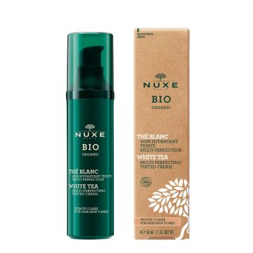 NUXE Bio Organic Thé Blanc - Soin hydratant teinté multi-perfecteur visage peaux normales à sèches - 50ml