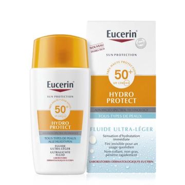 EUCERIN Sun Protection Hydro Protect - Fluide ultra-léger à très haute protection SPF 50+ pour tous types de peaux- 50 ml
