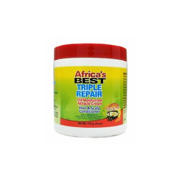 AFRICA'S BEST Triple Repair - Crème capillaire réparatrice hydratante fortifiante pour cheveux secs et cassants - 170g