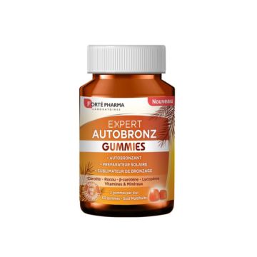 FORTE PHARMA Expert Autobronz Gummies - Complément alimentaire autobronzant, préparateur solaire, sublimateur de bronzage - 60 gommes