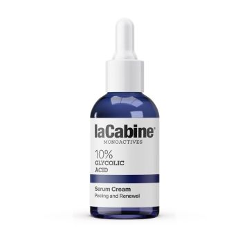 LA CABINE Monoactives 10% Glycolic Acid - Crème-sérum exfoliante rénovatrice éclat anti-rides pour tous types de peaux - 30ml